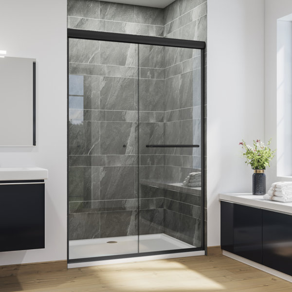 SUNNY 48'' W x 72'' H Double Sliding Framed Shower Door with Clear